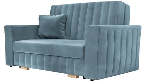 Mirjan24 Schlafsofa Viva Glam II mit Bettkasten, Rückenlehne und Seiten fest angenäht, 2 Sitzer Polstersofa, Sofa mit Schlaffunktion, Sofagarnitur inkl. Kissen, Bettsofa (Kronos 31)