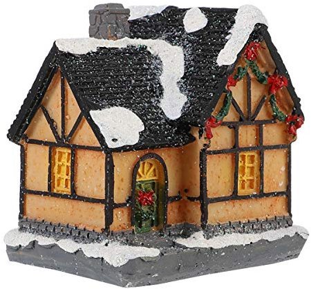 TOYANDONA Weihnachtsdorf Häuser mit LED-Licht Harz Dorfhäuser Beleuchtet Gebäude Tischdekoration für Weihnachtsferien Party Puppenhaus Dekoration