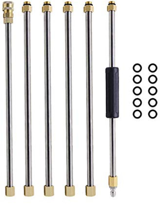 ULTECHNOVO 6 Pièces Ensemble de Baguette D'extension de Nettoyeur Haute Pression en Acier Inoxydable de Remplacement de Nettoyeur Haute Pression Accessoires de Laveuse à Pression pour