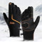 CXW Winter Fahrradhandschuhe, Wasserdichter Touchscreen Warme Fahrrad Handschuhe für Männer & Frauen (Schwarz & Orange, XXL)