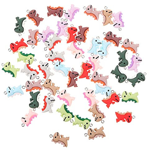 50Pcs Dinosaurier Anhänger Charme Harz Tier Charme Kleine Dinosaurier Perlen DIY Schmuck Sterben Entdeckungen Zubehör für Ohrring Armband