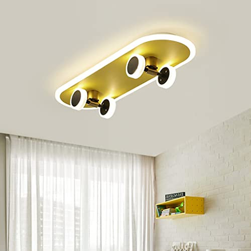 PANNN Deckenleuchte LED Kinderlampe Deckenlampe Kinderzimmer Jungen Mädchen Schlafzimmer Skateboard Design 32W Acryl Lampe Dimmbar Wohnzimmer Pendellampe Mit Fernbedienung Kindergarten Beleuchtung