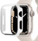 Miimall Kompatibel mit Apple Watch Series 9/8/7 45mm 41mm Hülle mit Glas Displayschutz, Ultradünne PC Schutzhülle Vollschutz Kratzfest Displayschutzfolie Schutz Case für iWatch 45mm - Weiß