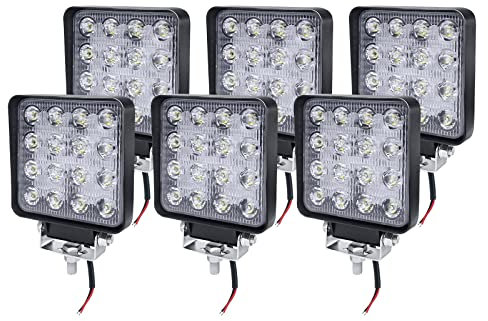 UISEBRT LED Arbeitsscheinwerfer 12V LED Zusatzscheinwerfer 6 x 48W - Offroad Auto Scheinwerfer Reflektor Flutlicht Rückfahrscheinwerfer IP67 Wasserdicht für Traktor, SUV, ATV