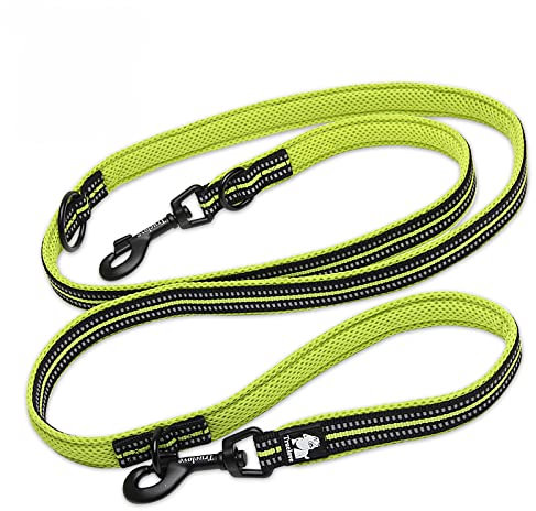 WINHYEPET True Love 7-in-1-Multifunktions-verstellbare Hundeleine, handfrei, Haustier-Trainingsleine, Nylon, reflektierend, bequem, Mehrzweck-Hundeleine TLL2411 (Neongelb, S)