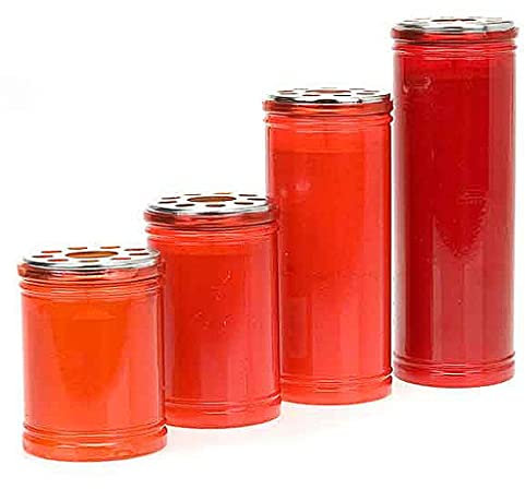 Holyart Candela Votiva Tradizionale a Cera Gialla con Portalume Rosso, 20T - 90 x 65 mm (3.55 x 2.56 INC.)