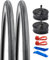 YUNSCM 2-PCS 27x1 1/4 (32-630) Rennradreifen und 27 Verdickung Fahrradschlauch AV32mm Schrader Ventil mit 2 Felgenstreifen Kompatibel mit 27 x 1 1/4 Fahrradreifen und Schläuche