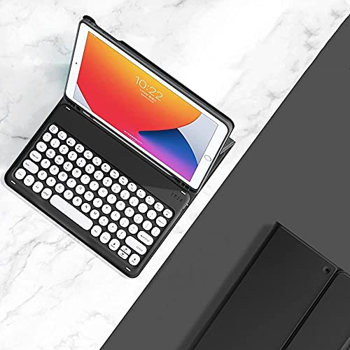 Keyboard Case for Galaxy Tab S8 & Tab S7 11 inch (SM-X700/X706/T870/T875/T878) - Slim Leather Folio Cover with S Pen Holder - Magnetically Wireless Detachable Keyboard - Round Keys (Black)
