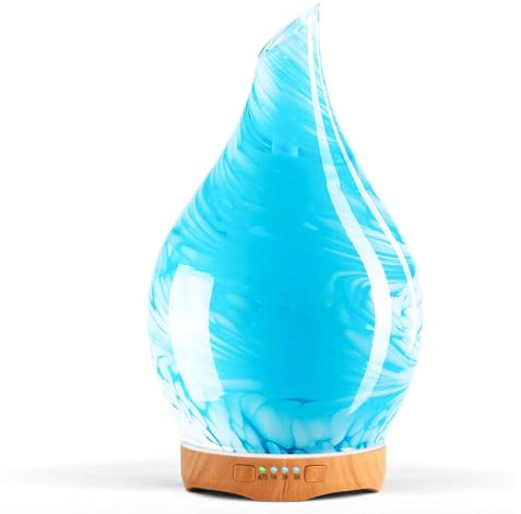 Porseme 280ml Aroma Diffuser Glas,Handgeblasen Diffuser für ätherische öle,Großer Luftbefeuchter Ultraschall Cool Mist,Leise,7 Farbwechselnde LEDs,Letzte 7 Stunden BPA Frei für Wohnung Elegantes