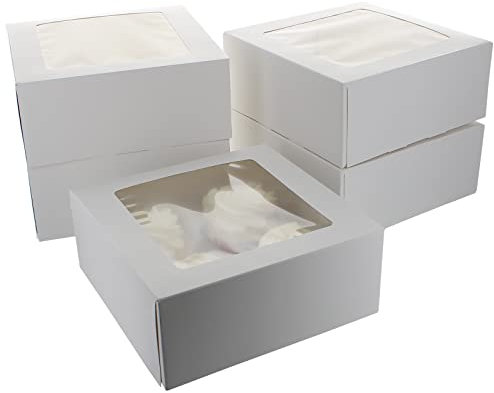 Culpitt 4 Hole Cupcake Box, 5 Pack, White Cupcake Boxes For Carrying And Displaying Tasty Muffins, Fairy Cakes, And Treats