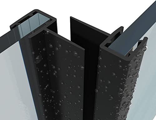 Black Shower Door Vertical Seals Set of Two 4-6mm Glass | Central fin 12mm or 16mm | 2 x 2 m Long Model B7C (4-6mm Glass 16mm fin)