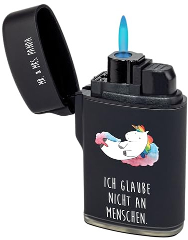 Mr. & Mrs. Panda Feuerzeug Einhorn Wolke 7 - Geschenk, Realität, Sturmfeuerzeug, Sturmfeuerzeug nachfüllbar, verliebt, Einhörner, Unicorn,