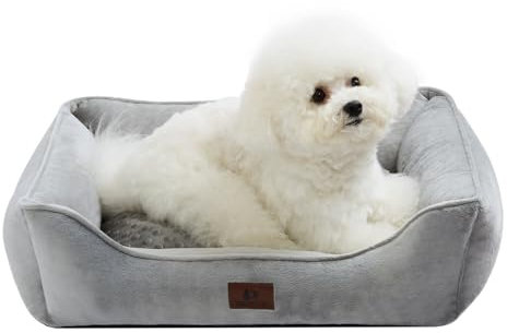Snocyo Hundebett Kleine Hunde 55×45×16cm, Waschbare Hundekissen, Bezug abnehmbar, Hundesofa Hundekorb mit erhöhten Ränder, Flauschige Katzenbett Hundebett mit Noppen, Grau