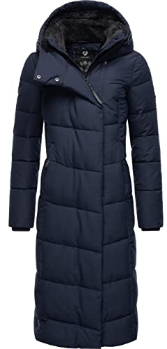 Ragwear Damen atmungsaktiver Wintermantel warmer wasserdichter Steppmantel lang mit Kapuze Pavla Long Intl Navy Gr. 4XL