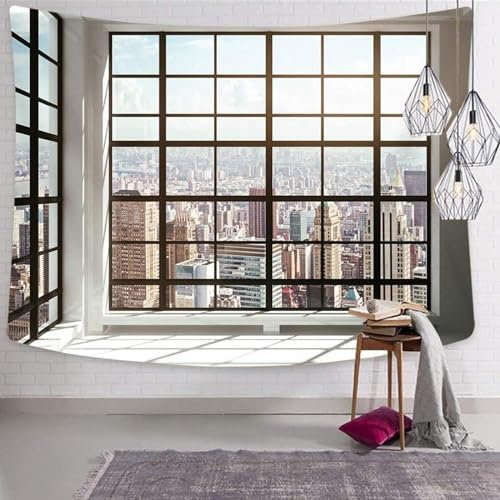 Wandteppich Groß New York Wandteppich 300x260 Wandbehang Stadtbau, Tapisserie 3D Wandtuch Aesthetic Wandteppiche für Wohnzimmer Schlafzimmer Wohnheim Wanddeko