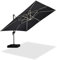 PURPLE LEAF 3.65 X 3.65 M Garden Cantilever Parasol with Led Solar Lights Bar, Large Square Overhanging Patio Umbrella with Crank Handle and Tilt for Balcony and Outdoor, Grey