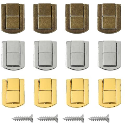JSKWIKE 12 PCS Hasps Serratura Chiusure a Levetta Chiusura Scatola Legno per Realizzazione di Scatole Regalo Scatole per Gioielli 3 Colori