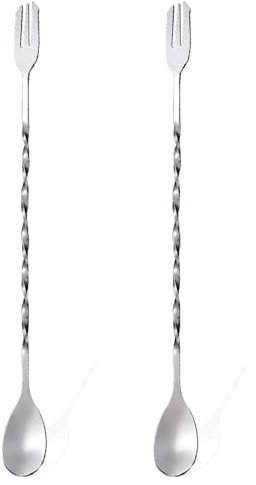 JTKREW Cucchiaio da Cocktail in Acciaio Inox con Manico Lungo - Ideale per Baristi e Cocktail, Design a Spirale per mescolare e stratificare Le Bevande
