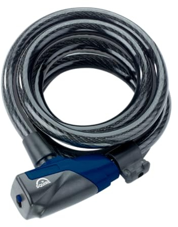 Squire Locks Kilda 12/1800 Integrated Bicycle Cable Lock – Tough Lightweight Cable Bike Lock – 1800 mm Locking Length – 12 mm Diameter Steel Cable – Includes 3 Keys