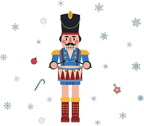 Christmas Nutcrackers Wall Stickers Nutcracker Soldies Window Decals Self-Adhesive Nutcracker Sticker for Party Supplies Blue