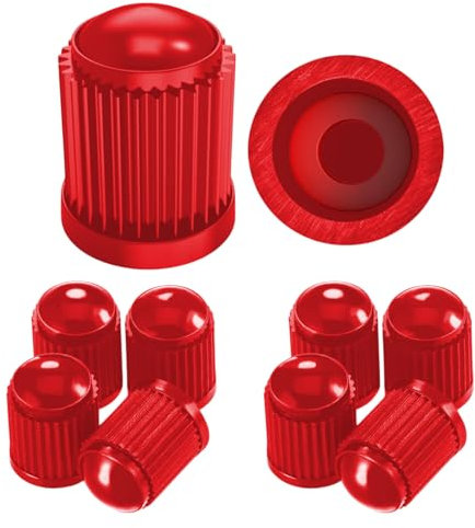 Pitlane Performance® Ventilkappen 10 Stück Ventildeckel Auto-Reifen Ventilabdeckung Reifenventil-Kappen Autoventil-Kappen PKW, SUV, Motorrad, Fahrrad für alle Schrader-Ventile (Rot)