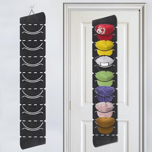Oemmn Baseball Kappen Halterung Faltbar Cap Halterung Wand mit 7 Taschen Kappenhalter Wand Cap Halter Organizer Mützen Aufbewahrung für Baseballmützen, Tür Rückwand Cap Halter