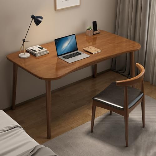 UDaca Holz-Computertisch, Schreibtisch, Mid-Century Modern Home-Office-Schreibtisch mit ergonomisch geschwungener Schreibtischplatte (120 cm, Walnuss)