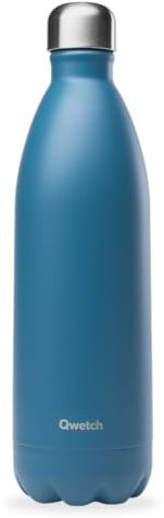 Qwetch - Bouteille Isotherme Originals Bleu Azur 1L - 24h Froid et 12h Chaud - Etanche, Sans BPA & Réutilisable - Gourde inox isotherme pour Sport, Voyage, Bureau, Randonnée
