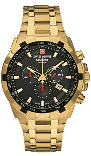 swiss alpine military Herren Armbanduhr Chronograph Gold 7043.9217