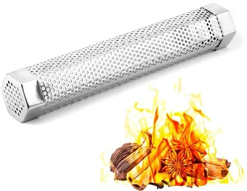 QWORK® 30cm Grill-Räucherrohr aus Edelstahl für Pelletgrill, Hochwertiges Sechseckiges Räucherrohr, Kalträuchergerät für Alle Grills, Heiß-/Kalträuchern