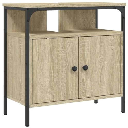 vidaXL Waschbeckenunterschrank, Waschbeckenschrank mit viel Stauraum, Unterschrank für Waschbecken Waschtisch, Badschrank Badezimmerschrank Badmöbel, Sonoma-Eiche Holzwerkstoff