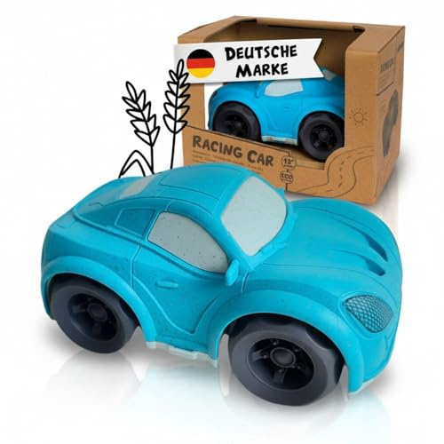 alldoro Rennauto, Spielzeug-Auto für Kinder ab 1 Jahr, Spielfahrzeug | robuster Kunststoff-Weizenstroh-Mix, 14,5 cm groß, im Kinderzimmer & als Sandspielzeug, im Garten, Sandkasten oder am Strand