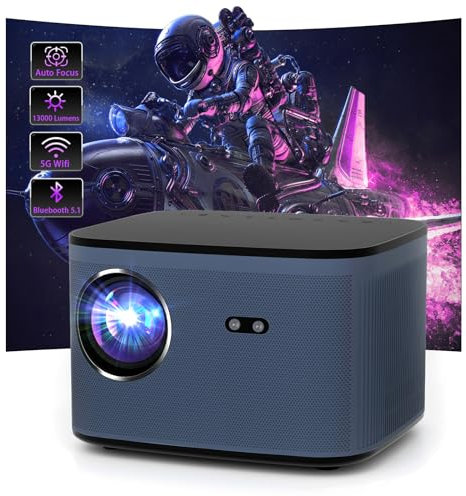 WISELAZER Video Projector 5G WiFi Bluetooth Native 1080P Support 4K, Built-in Dust Filter/AirPlay/Miracast/4-Point Keystone/Zoom, Home Cinema HD Projectors for Smartphone (H9 Blue)