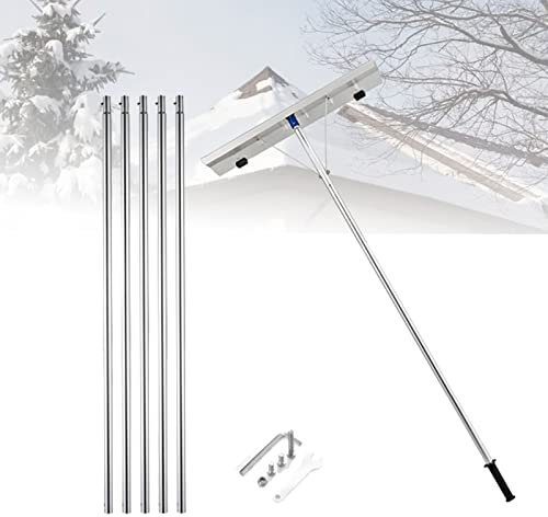 Teleskopische manuelle Dachschneefräse, mobile Schneefräse mit Rädern und höhenverstellbarem Griff, langlebig, geeignet für Auffahrt oder Gehwege, Gartenrasen