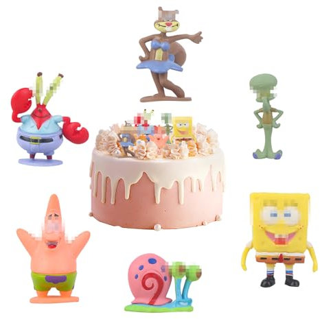 Luclay Mini Figuren Set-6 Pcs Cake Tortenfiguren Geburtstagstorte Dekoration Puppendekoration Aquarium Deko Cartoons Kuchen Deco Cupcake Toppers Modell Spielzeug für Kinder Junge