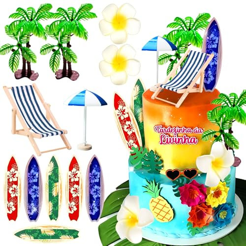 JeVenis Surfboard Summer Beach Surf Birthday Cake Decoration Topper for Swimming Beach Party Luau Birthday Baby Shower Party Supplies