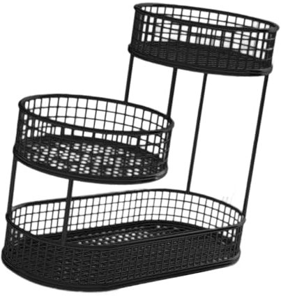 DimyFew Obst Etagere 3 Etagen Obstkorb für Küchenarbeitsplatte, Metall Obstschale Etagere Brotkorb mit 3 Ebenen, Obstständer Halter Obstregal mit Servierplatte für Buffets, Snacks, Gemüse, stil a