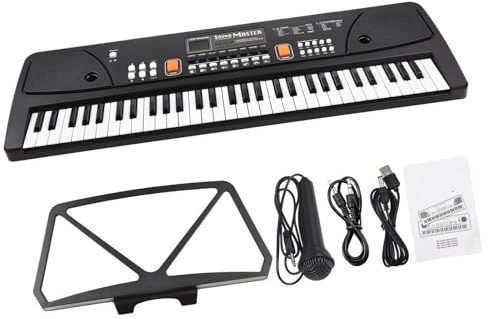 Organo Elettronico A 61 Tasti Con Microfono Tastiera Digitale Pianoforte Elettrico Con Display LED Doppi Altoparlanti Stereo Integrati