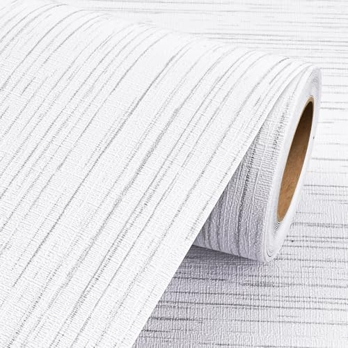 Livelynine Papier peint texturé 40CMx10M Papier peint gaufré blanc auto-adhésif à décoller et coller