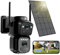 BEZOMIZ Solar Security Cameras Wireless Outdoor, 4K 8MP Battery Powered 2.4GHz Dual Lens 360°PTZ Cameras for Home Security with Color Night Vision, 2 PIR Motion Detection, Siren, 2-Way Talk, IP66