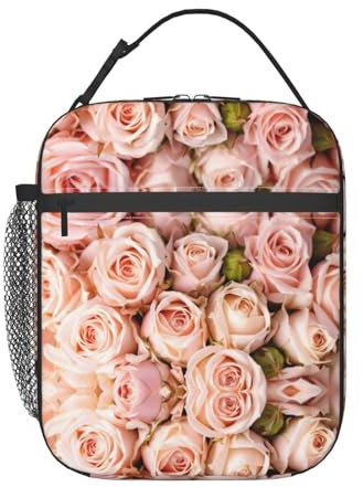 HJLUUFT Pink Roses - Lonchera térmica para adultos y niños pequeños, con lonchera Bento