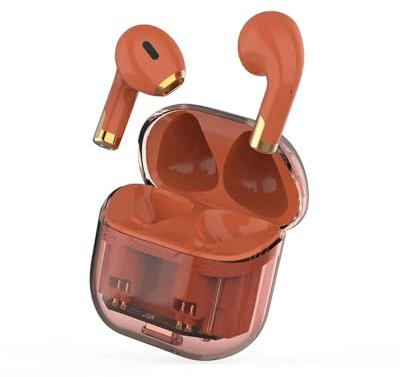 audifonos inalambricos Auriculares Bluetooth 5.3TWS Transparentes para Juegos Deportivos, Auriculares con Reducción De Ruido De Llamadas Auriculares cancelacion Ruido(Orange)