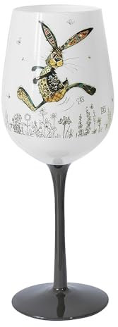 Lesser & Pavey Bug Art Hesper Hare Wine Glass for Home, Kitchen, Restaurant & Parties | Lovely Wine Glassware for Drinks | Lovely Gift for Women, Men, Wedding & Christmas