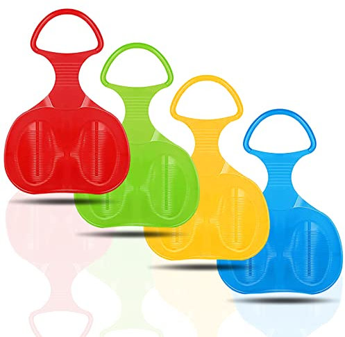 Luge Extérieure d'hiver, 4 pcs Luge à Neige, Planche de Luge à Neige, Patin de Ski pour Enfants Adultes pour la Luge et la Luge (A)