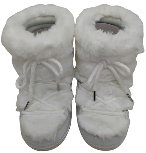 PMTCBQQZ Scarpa Stivali Soffici Stivali da Neve Invernali da Donna Stivali da Cotone Caldo Donna Stivali da Sci All'aperto-Short C2 Bianco-35-36 (22,5-23 Cm)