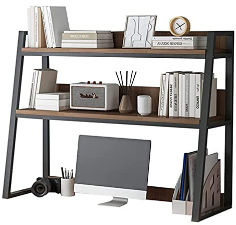 ONFSZCKB Libreria da scrivania, libreria da ufficio, libreria per Computer, libreria in Metallo e Legno, libreria da banco multiuso a 1/2 ripiani, per casa, dormitorio, ufficio