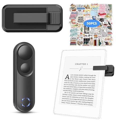 RFAQK Remote Control Page Turner with 50 Stickers | Clicker Page Turner- Accessories for E-Book Reading,iPhone,Tablets,Taking Photos,Video Recording with Wrist Strap Storage Bag