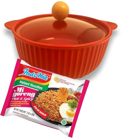 Red Ceramic Instant Noodle Bowl, Salad Bowl, Ramen Bowl, 850ml Capacity, Soup Bowl with lid, microwaveable, Suitable for International Students and Overtime Workers to Cook Quickly