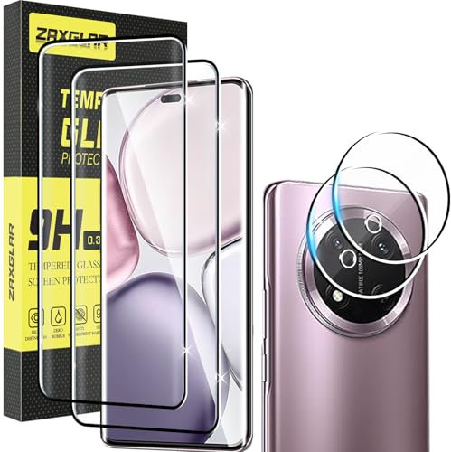 ZAXGLAR Verre Trempé pour Honor Magic 7 Lite,2 Pièces Protecteurs d'écran + 2 Pièces Caméra Arrière Protecteur, Ultra Résistant Vitre Protecteur, Clarté HD, sans Bulles, Anti-Rayures