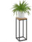 LAMO Manufaktur 50 cm Support Plantes | Piédéstal pour Plantes | Porte-plantes Interieur Cadre Noir | Plateau 100% Bois Massif Couleur: Rustique